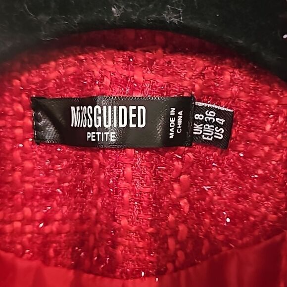 Missguided‎ Red Tweed Long Line Blazer/Mini Dress Size 4 - Picture 7 of 7